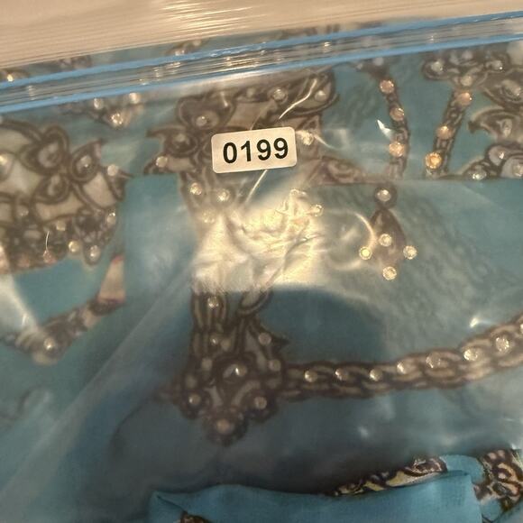 Kaftan Kimono Dress Sz XL Blue Sequins Summer Beach Wear CoverUp Vacation Cruise - Picture 13 of 13